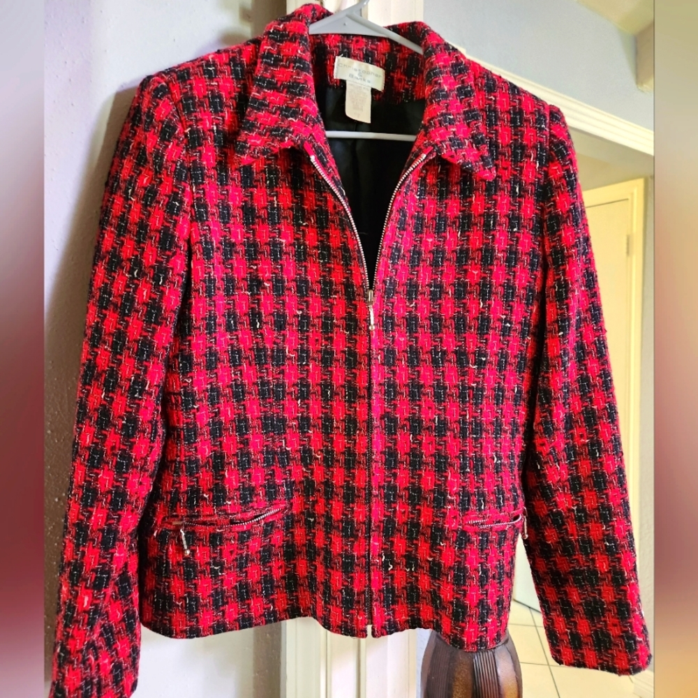 Christopher & Banks Red/ Black Blazer Women